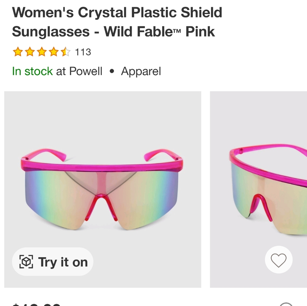 Wild Fable Pink Crystal Shield Sunglasses